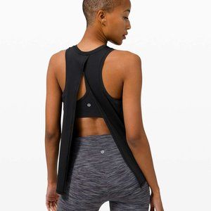 Lululemon All Tied Up Tank Top Black No Stink Zinc  Tie Back Size 10